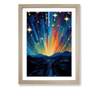 Shooting Star Orphism No.2 Framed Print | A2 Oak Framed Wall Art | Ready to Hang | Modern Space Picture | Living Room Bedroom Lounge Office