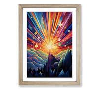 Shooting Star Orphism No.3 Framed Print | A2 Oak Framed Wall Art | Ready to Hang | Modern Space Picture | Living Room Bedroom Lounge Office