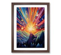 Shooting Star Orphism No.3 Framed Print | A2 Walnut Framed Wall Art | Ready to Hang | Modern Space Picture | Living Room Bedroom Lounge Office