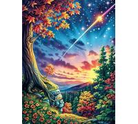 Shooting Star Over A Magical Forest 500 Piece Pack DIY Jigsaw Puzzle Science Fiction Magical Dream Collectors Cognitive Development Educational Decorative Puzzle Gifts for Adults Premium Cardboard 5