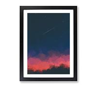 Shooting Star Over Mexico In Abstract Modern Framed Print | A2 Black Framed Wall Art | Ready to Hang | Abstract Space Picture | Living Room Bedroom Lounge Office