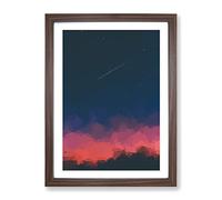 Shooting Star Over Mexico In Abstract Modern Framed Print | A2 Walnut Framed Wall Art | Ready to Hang | Abstract Space Picture | Living Room Bedroom Lounge Office