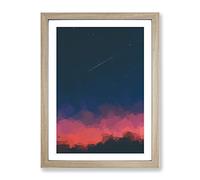 Shooting Star Over Mexico In Abstract Modern Framed Wall Art Print, Ready to Hang Picture for Living Room Bedroom Home Office Décor, Oak A2 (64 x 46 cm)