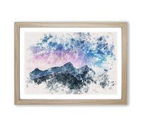 Shooting Star Over Moena in Italy Watercolour Framed Print | A2 Oak Framed Wall Art | Ready to Hang | Modern Space Picture | Living Room Bedroom Lounge Office