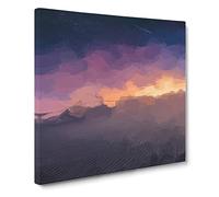 Shooting Star Over Spain in Abstract Modern Canvas Wall Art Print Ready to Hang, Framed Picture for Living Room Bedroom Home Office Décor, 20x20 Inch (50x50 cm)