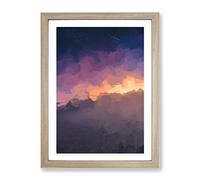 Shooting Star Over Spain In Abstract Modern Framed Wall Art Print, Ready to Hang Picture for Living Room Bedroom Home Office Décor, Oak A2 (64 x 46 cm)