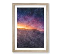 Shooting Star Over Spain Painting Framed Print | A2 Oak Framed Wall Art | Ready to Hang | Modern Space Picture | Living Room Bedroom Lounge Office