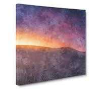 Shooting Star Over Spain Painting Modern Canvas Wall Art Print Ready to Hang, Framed Picture for Living Room Bedroom Home Office Décor, 14x14 Inch (35x35 cm)