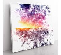 Shooting Star Over Spain Watercolour Modern Canvas Wall Art Print Ready to Hang, Framed Picture for Living Room Bedroom Home Office Décor, 50x50 cm (20x20 Inch)