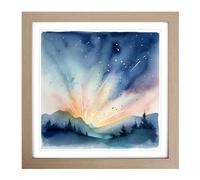 Shooting Star Watercolour Framed Print | 18x18 Inch Oak Framed Wall Art | Ready to Hang | Modern Space Picture | Living Room Bedroom Lounge Office