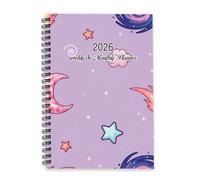 Shooting Stars 2026 Diary A5 To Do List Notebook Agenda Diaries for Women Notebook Journal for Work Week To View Monthly Year Diary Planner with Dotted Line Note Page Slim
