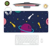 Shooting Stars and Space Desk Mat Gamer Mouse Mat with Non-Slip Rubber Base Smooth Face Large Gaming Mouse Pad 80X40 CM Gaming Mousemat Office Desk Decor Gifts Mousepad Large for School Home Office