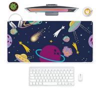 Shooting Stars and Space Desk Pad Big Mouse Mat with Non-Slip Rubber Base Smooth Face Desk Mouse Pad 90X40 CM Large Mousemat Office Decor Gifts Deskpad for School Home Office Gaming