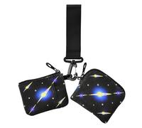 Shooting Stars Cartoon Black Sky Women's Wallets Card Cases Small Detachable Card Organizer Purse with Wristle Strap for Work 2 Packs tarjetas de crédito para, Shooting stars cartoon black sky, Modern