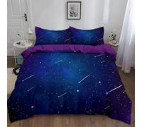 Shooting Stars Junior Duvet Cover Sets Dark Blue Pattern Bedding Set 3D Print Quilt Cover 120x150 cm Soft Microfiber Lightweight with Zipper Closure and 1 Pillowcase g-1364