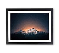 Shooting Stars Over Nepal In Abstract Modern Art Framed Wall Art Print, Ready to Hang Picture for Living Room Bedroom Home Office Décor, Black A4 (34 x 25 cm)