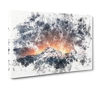 Shooting Stars Over Nepal Watercolour Canvas Print | Gallery Wrapped 30mm Frame Wall Art | 20x14 inches | Ready to Hang | Modern Space Picture | Living Room Bedroom Lounge Office