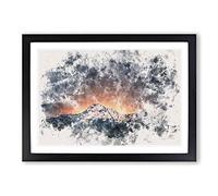 Shooting Stars Over Nepal Watercolour Framed Print | A2 Black Framed Wall Art | Ready to Hang | Modern Space Picture | Living Room Bedroom Lounge Office
