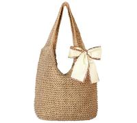 shoowyees Straw Beach Bag for Women - Handmade Raffia Woven Tote Handbag, Summer Mesh Beach Purse for Vacation Holiday
