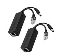 SHOOYIO IEEE802.3af/at Compliant Power Over Ethernet Splitter 48V to 12V 1.2A Voltages Converters DC5.5x2.1mm Port Splitters Converters for Security Cameras