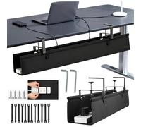 SHOOYIO Spacious Hide Cable Management Tray with NonSlip Straps Ventilation Holes for Efficient Wire Management Easy Setups Under Desk Cable Planner