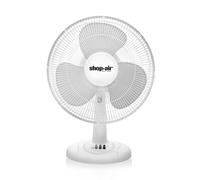 Shop-Air 16" Oscillating Table Fan, 3 Speeds, High-Velocity, Quiet & Powerful Air Circulation, 70° Adjustable Head Tilt,Ideal for Home, Bedroom or Office, White
