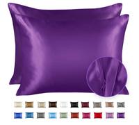 Shop Bedding Luxury Satin Pillowcase for Hair Standard Satin Pillowcase with Zipper, Grape (Pillowcase Set of 2) Blissford