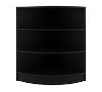 Shop Corner Counter Black LM60 Retail Storage Unit Modular Curved Display Showcase Cabinet Reception Clothing Jewellery Store 3 Internal Shelves Open Front 60cm x 90cm x 60cm MDF Melamine