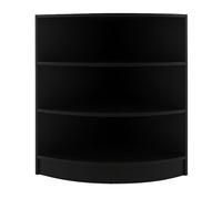 Shop Corner Counter Black LM60 Retail Storage Unit Modular Curved Display Showcase Cabinet Reception Clothing Jewellery Store 3 Internal Shelves Open Front 60cm x 90cm x 60cm MDF Melamine