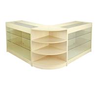 Shop Corner Counter Retail Reception Cabinets Display Desk Salon Storage Shelves Barber Office Showcase Unit Glass | Maple