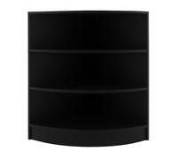 Shop Corner Counter Black LM60 Retail Storage Unit Modular Curved Display Showcase Cabinet Reception Clothing Jewellery Store 3 Internal Shelves Open Front 60cm x 90cm x 60cm MDF Melamine
