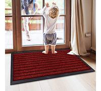 Shop Direct 24 Waterproof Rubber Door Mat Outdoor - PVC Non Slip Backed Washable Dirt Grabber Dog Muddy Paws Carpet Runner Rug for Kitchen Front or Back (Red, 50 x 90 cm (1 ft 8 in 2 11 in))
