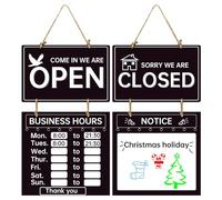 Shop Hours Sign - Working Hours Sign | Double Side Open/Closed Plate | Operational Schedule Display with Times, Decorative Welcome Board for Retail