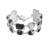 SHOP LC DELIVERING JOY 2 Row Link Bracelet in Silvertone 7.00-8.75In Christmas Gifts, 5 UK, Gemstone, Jasper