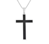 Shop LC Healing Pain Relief Black Shungite Inlay Cross Pendant Necklace Size 24" Stainless Steel Catholic Faith Christian Religious Birthday Jewelry Birthday Gifts for Women