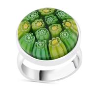 Shop LC Multi Color Murano Style Glass Stainless Steel Flower Ring Cocktail Ring for Women Jewelry Anniversary Birthday Gifts, 6 UK, Glass, murano glass