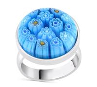 Shop LC Multi Color Murano Style Glass Stainless Steel Flower Ring Cocktail Ring for Women Jewelry Anniversary Birthday Gifts, 8 UK, Glass, murano glass