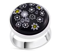 Shop LC Multi Color Murano Style Glass Stainless Steel Flower Ring Cocktail Ring for Women Jewelry Anniversary Birthday Gifts, 4 UK, Metal, murano glass