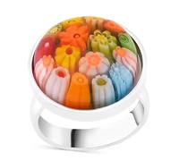 Shop LC Multi Color Murano Style Glass Stainless Steel Flower Ring Cocktail Ring for Women Jewelry Anniversary Birthday Gifts, 7 UK, Glass, murano glass