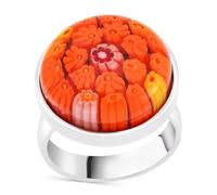 Shop LC Multi Color Murano Style Glass Stainless Steel Flower Ring Cocktail Ring for Women Jewelry Anniversary Birthday Gifts, 5 UK, Metal, murano glass
