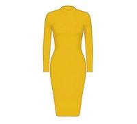 Shop Nova® Plain Polo Neck Long Sleeve Midi Dress Ladies Stretch Bodycon Fancy Casual Dresses for Women Party Knee Length Maxi Longline Tops UK Size 8-26