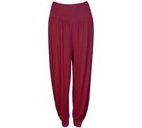 Shop Nova® Women Harem Trouser Alibaba Plain & Printed Elactic Waist Hippie Pyjama Bottoms Loose Fit Baggy Pilates Yoga Pants and Summer Trousers (Wine, 26)