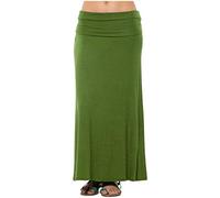 Shop Nova® Women Ladies Pleated Fold Over Long Maxi High Waist Plain Gypsy Skirt Girls Summer Casual Party Wear Elasticated Stretchy Full Length Jersey UK Sizes 8-26 (Jade Green, 26)