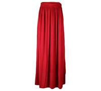 Shop Nova® Women Ladies Pleated Fold Over Long Maxi High Waist Plain Gypsy Skirt Girls Summer Casual Party Wear Elasticated Stretchy Full Length Jersey UK Sizes 8-26 (Red, 12)