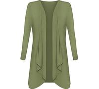Shop Nova® Women Long Sleeve Plain Waterfall Cardigan Ladies Open Front Hanky Hem Dress Plus Sizes Tops Floaty Blazer Boyfriend Cardigan UK Size 8 to 26 (Khaki, 10)