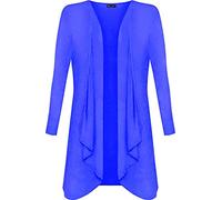 Shop Nova® Women Long Sleeve Plain Waterfall Cardigan Ladies Open Front Hanky Hem Dress Plus Sizes Tops Floaty Blazer Boyfriend Cardigan UK Size 8 to 26 (Royal Blue, 16)