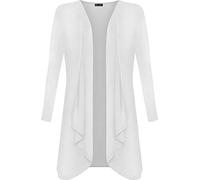 Shop Nova® Women Long Sleeve Plain Waterfall Cardigan Ladies Open Front Hanky Hem Dress Plus Sizes Tops Floaty Blazer Boyfriend Cardigan UK Size 8 to 26 (White, 10)