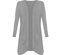 Shop Nova® Women Long Sleeve Plain Waterfall Cardigan Ladies Open Front Hanky Hem Dress Plus Sizes Tops Floaty Blazer Boyfriend Cardigan UK Size 8 to 26 (Silver Grey, 20)