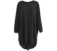 Shop Nova® Women Plain Oversized Long Sleeve Batwing Dip Hem Baggy Ladies Loose Top Plus (Black, 8)