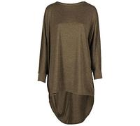 Shop Nova® Women Plain Oversized Long Sleeve Batwing Dip Hem Baggy Ladies Loose Top Plus (Brown, 22)